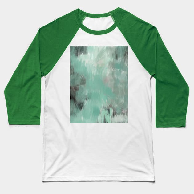 Bottle green earthy mist abstract art Baseball T-Shirt by Doodle Intent